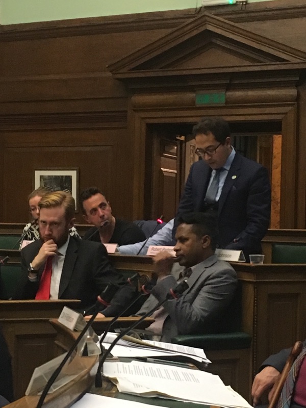 Penrose Care managing director Robert Stephenson-Padron speaks at Camden Council about Brexit. Photo 4