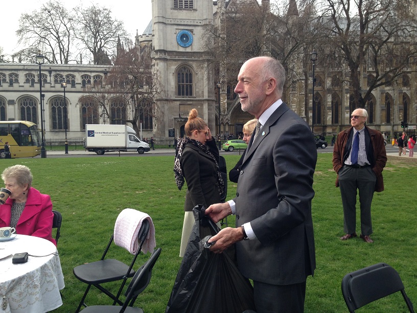 Neil Jameson on rubbish duty at Care in the Square